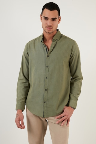 Buratti Pamuklu Regular Fit Düğmeli Yaka Erkek Gömlek Cf20S111871 Haki