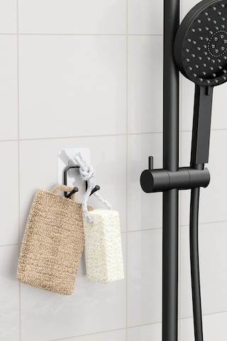 Zabata Yapışkanlı 2 Adet Çift Kancalı Banyo Mutfak Askısı Metal Askılık Duvar Askı Organizer Siyah