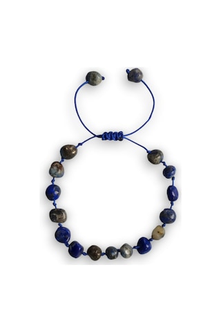 Doğal Lapis Lazuli Bileklik Makrome Ayarlı 417-5 Çok Renkli