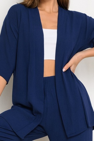 Bürümcük Kumaş Kimono Hırka Alt-üst Takım M-6xl Lacivert