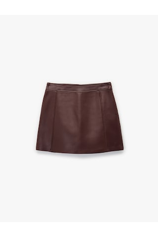 Koton Dikiş Detaylı A Kesim Suni Deri Mini Etek Bordo 6wak70165uw Bordo