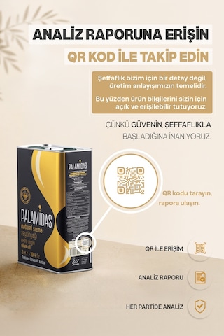 Palamidas Özel Harman Soğuk Sıkım Natürel Sızma Zeytinyağı 2026-2027 Yeni Hasat Teneke 3 L