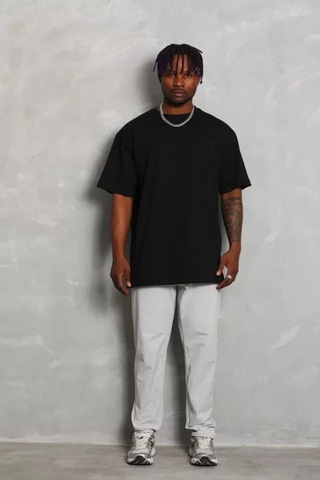 Zenna Tarz Unisex Oversize Düz Bisiklet Yaka T-shirt - Siyah