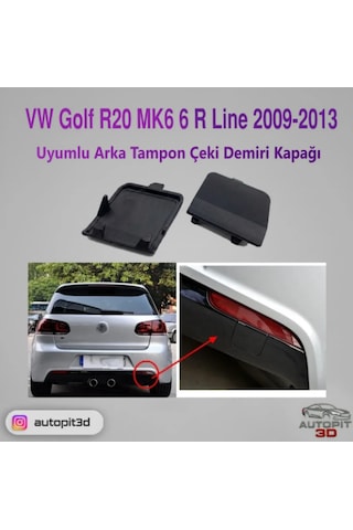 Volkswagen Golf R20 Mk6 6 R Line 2009-2013 Uyumlu Arka Tampon Çeki Demiri Kapağı