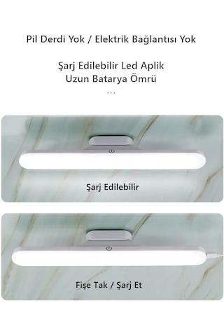 Lunaev Cabınet Şarjlı Kolay Taşınabilir Mıknatıslı Led Işık Kablosuz Kademeli 3 Renk Aplik .