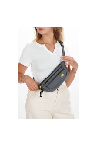 Unisex Çapraz Askılı Telefon Bölmeli Bel Ve Omuz Çantası Gri