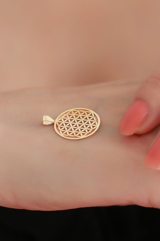 Bayar Gold 14 Ayar Altın Yaşam Çiçeği Kolye Ucu 1,7 Cm Sarı Altın