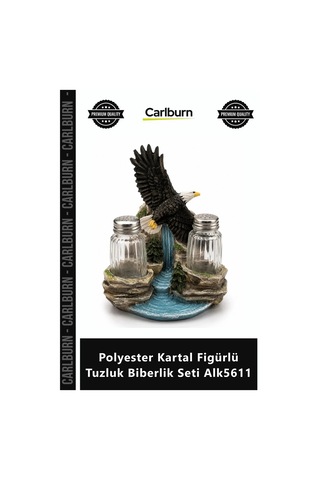 Özel Üretim Dekoratif Mutfak Hediyelik Eşya Şık Polyester Kartal Figürlü Tuzluk Biberlik Seti Alk561 Diğer