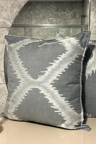 Kırlent Kılıfı Jakarlı Dekoratif 2'li 45x45 Cm Koyu Gri Çok Renkli