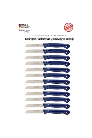 Solingen Profesyonel Lacivert Meyve Bıçağı Ultra Keskin Paslanmaz Çelik Mutfak Bıçağı - 12'li Set Lacivert