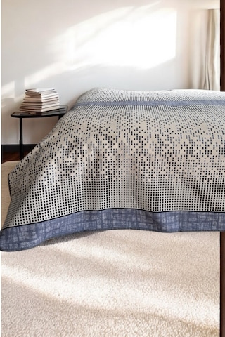 Alla Turca Çift Kişilik Modern Mozaik Desenli Pike İndigo 200x240 Cm %100 Pamuk Mavi