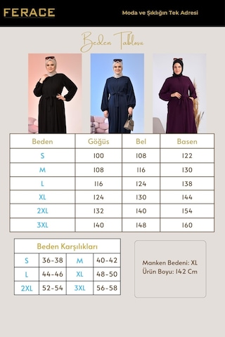 Kadin Buyuk Beden Tesettur Ferace Fermuarlı Yandan Baglamalı Kusaklı Ferace Elbise Oversize Haki