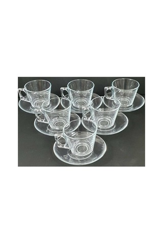 Paşabahçe Çay Fincanı Takımı, 12 Parça, 6 Kişilik, Gri, Cam Çok Renkli