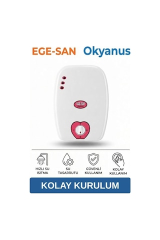 Ege-san Okyonus Ani Su Isıtıcı - 7.5 W - Kurulum Yönlendirmesi Elektrikli Şofben