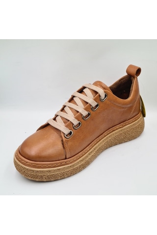 Mammamia D25ka-120 Taba Renk Hakiki Deri Kadın Günlük Casual Sneaker Ayakkabı Taba