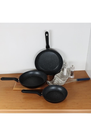 Serenk Excellence 3 Adet Granit İndüksiyon Tabanlı Tava Seti, 20-24-28 cm