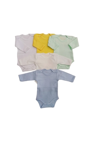 Özdemirli Bebe Uzun Kollu Çıtçıtlı Badi Bisiklet Yaka Body Zıbın (5li Paket)