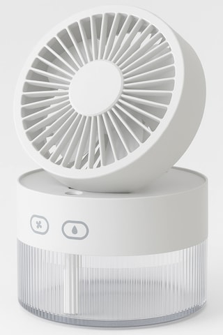 Vantilatör Masaüstü Şarjlı Portatif Hava Soğutucu Işıklı Su Spreyli Katlanır Başlıklı Usb Mini Fan