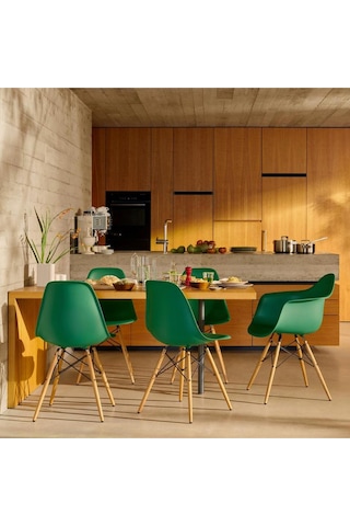 Eames Plastik Koltuk Re Daw, Vitra, Charles & Ray Eames, Geri Dönüştürülmüş Malzeme Yeşil