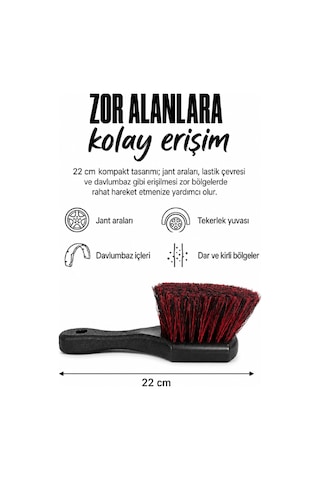 Lastik Paspas Ve Davlumbaz Temizleme Fırçası Kısa Saplı Yoğun Kıllı Oto Detay Fırçası