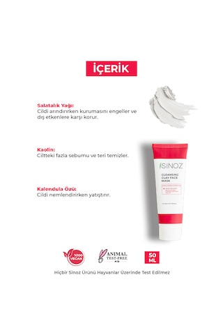Sinoz Akne ve Siyah Nokta Karşıtı Arındırıcı Kil Maskesi 50 ML