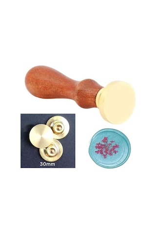 Eritme Balmumu Mührü Damga 30Mm Yuvarlak Boş Bakır Kafa + Gülağac