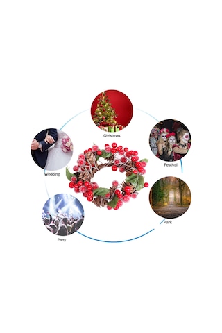 Geeksen Ip44 Su Geçirmez Kıvrılabilir Bakır Tel Noel Gül Ahşap Meşe Led Işık Zinciri Pil Dahil Değil Kırmızı