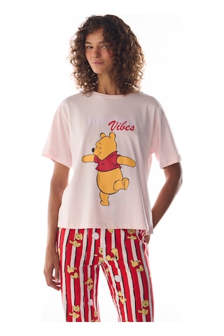 Penti Pembe Monday Vibes Ayı Desenli Pantolon Kısa Kollu Pijama Takımı