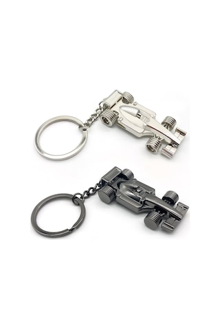 Xindoker Zink Alaşımlı Parlak Bilezikli Yarış Arabası Anahtar Zinciri - Spor Klüpü Hatıra Hediyesi 2 Adet Silver