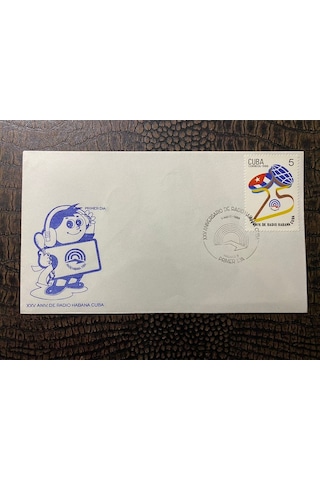 Cuba Fdc Xxv. Aniv. De Radio Habana Cuba Küba İlk Gün Zarfı Radio Habana Cuba 25. Yıl Dönümü