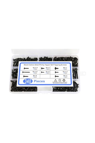 Nayomiglow Siyah Karbon Çelik Kılavuz Vidalar Rondelalı Yuvarlak Vidalar 17x10x3cm