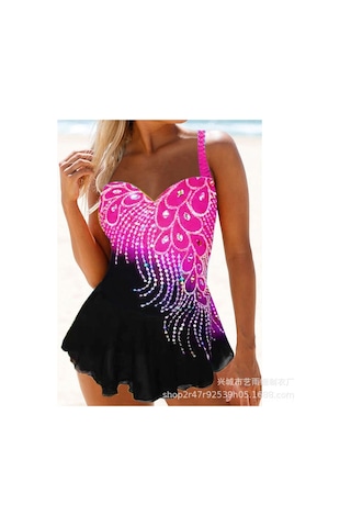 Geeroyoo 2021 Yaz Modası Büyük Beden Bikini Seti, Asimetrik Etekli, Mavi Renk, Dayanıklı Ve Hafif Yapı Diğer