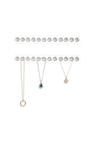 Kangvka Duvar Tipi Akrilik Gümüşlük Seti 2 Adet, 12 Elmas Şekilli Kanca İle Gümüş Ve Kolye Saklama, Kadınlar Ve Gençler İçin Pratik Hediyelik Ürün Şeffaf