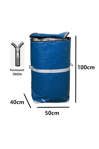 Ev-ış Branda Taşıma Çuvalı 50x40+100cm Fermuarlı Ve Cepli 170gr.tekstıl Çuvalı- Lacivert