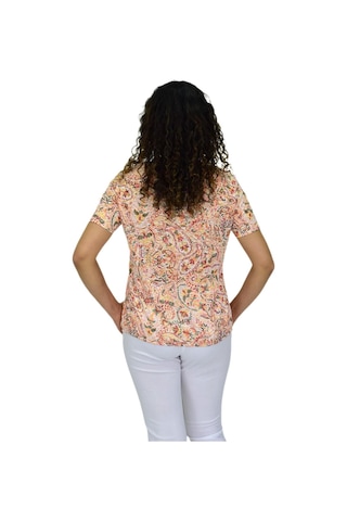 Kadın Kısa Kol Baskılı Bluz Bgl-st04703 Turuncu