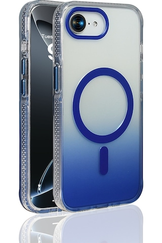 Apple Uyumlu iPhone 16e Kılıf M-safe Şarj Özellikli Transparan Renk Geçişli Zore Toros Kapak Mavi