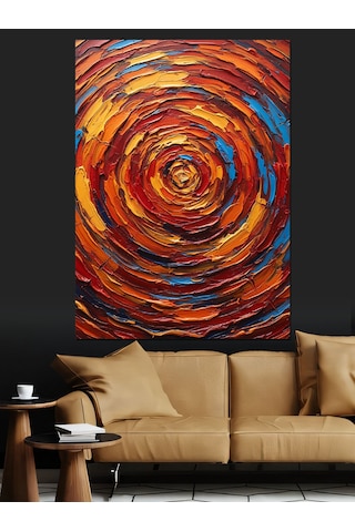 Karizma Tablo Soyut Renkli Spiral Boyama Dekoratif Kanvas - Mdf Ahşap Tablo