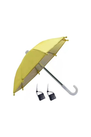 Ranyeek Motosiklet Telefon Şemsiyesi: Yağmur Ve Güneş Koruması, Kalın Malzeme, Sarı Renk, 2 Bağlayıcı + 2 Bağlama Bandı Dahil Sarı