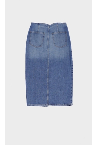 Orta Mavi Fermuarlı Jean Kalem Etek C 4532-037 Orta Mavi