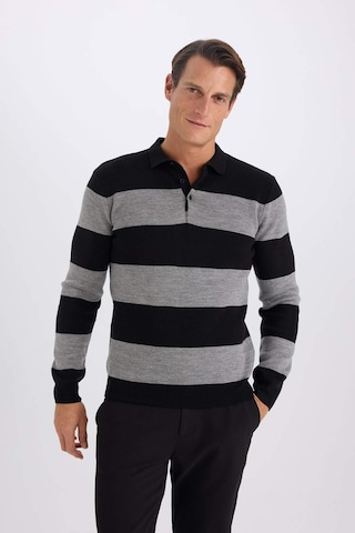DeFacto Standart Fit Normal Kesim Çizgili Polo Yaka Triko Kazak Y4194AZ24WNBK27