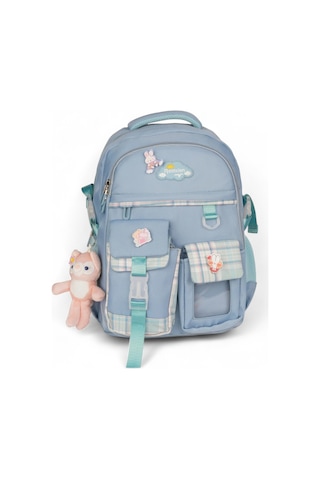 Relaxion 2174-1450 İthal Kore Tarzı Unisex Çocuk İlkokul Sırt Çantası MAvi