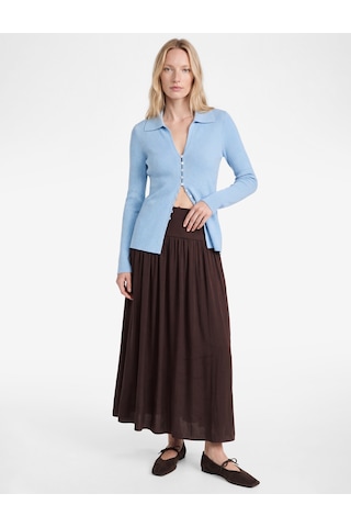Koton Normal Bel Pilili Kloş Midi Etek Mürdüm 6sak70012ew Mor