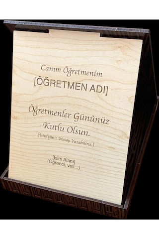 Kişiye Özel Ahşap Öğretmenler Günü Plaketi