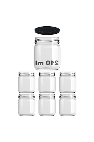 10-1000 Ml Farklı Boyutlarda 6 Adet Kavanoz, Metal Kapaklı, Şeffaf Cam Tasarım Açık Kahverengi