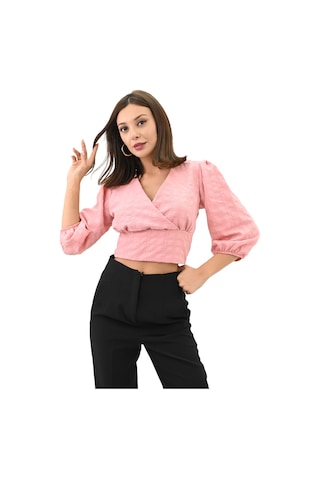 Koza Butik Kadın Balon Kol Detaylı Crop Gömlek 1719-25 001