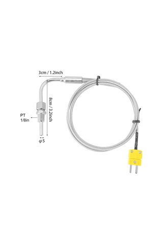 Yaozixa K Tipi Açık Bıçaklı Dirsekli Termokuple - Hızlı Tepki, 0-1100 C Ölçüm Aralığı, Sarı Erkek Soket, 1m Kablo, Paslanmaz Çelik Prob