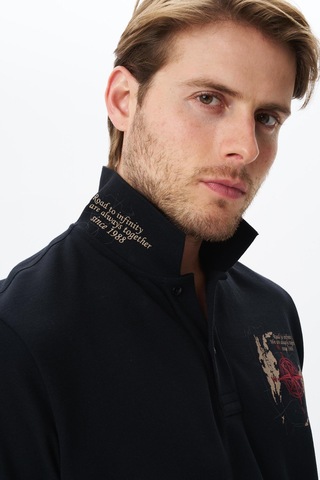 AR-MA Arma Erkek Regular Fit Baskılı % 100 Pamuk Pike Polo Yaka Tişört Y29374356202 Siyah