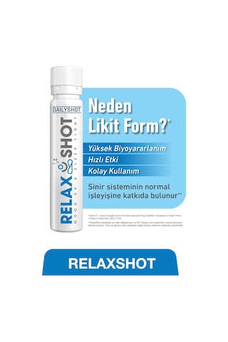 Relaxshot Valerian, 5-htp, Passiflora, Magnezyum Ve B6 Vitamini İçeren Gıda Takviyesi 2x7 Shot