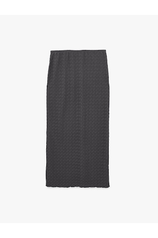 Koton Bürümcük Kumaş Dokulu Slim Fit Midi Kalem Etek Antrasit 6sak10299ek