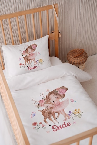 %100 Pamuk Saten Isme Özel Isimli 100x150 Bebek Yatak Nevresim Seti Ceylan Ve Küçük Prenses